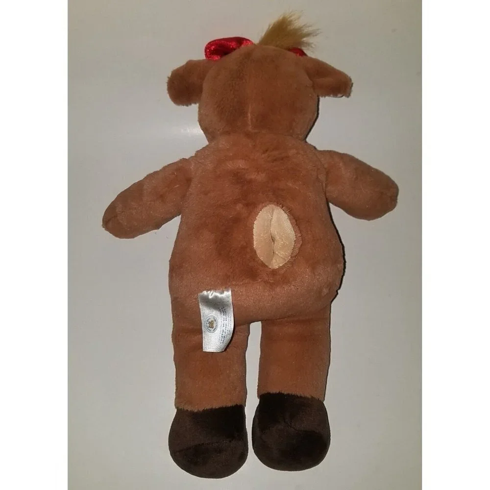 BABW Brown Girl Reindeer Plush Wearing Red Santa Dress Build-A-Bear Christmas